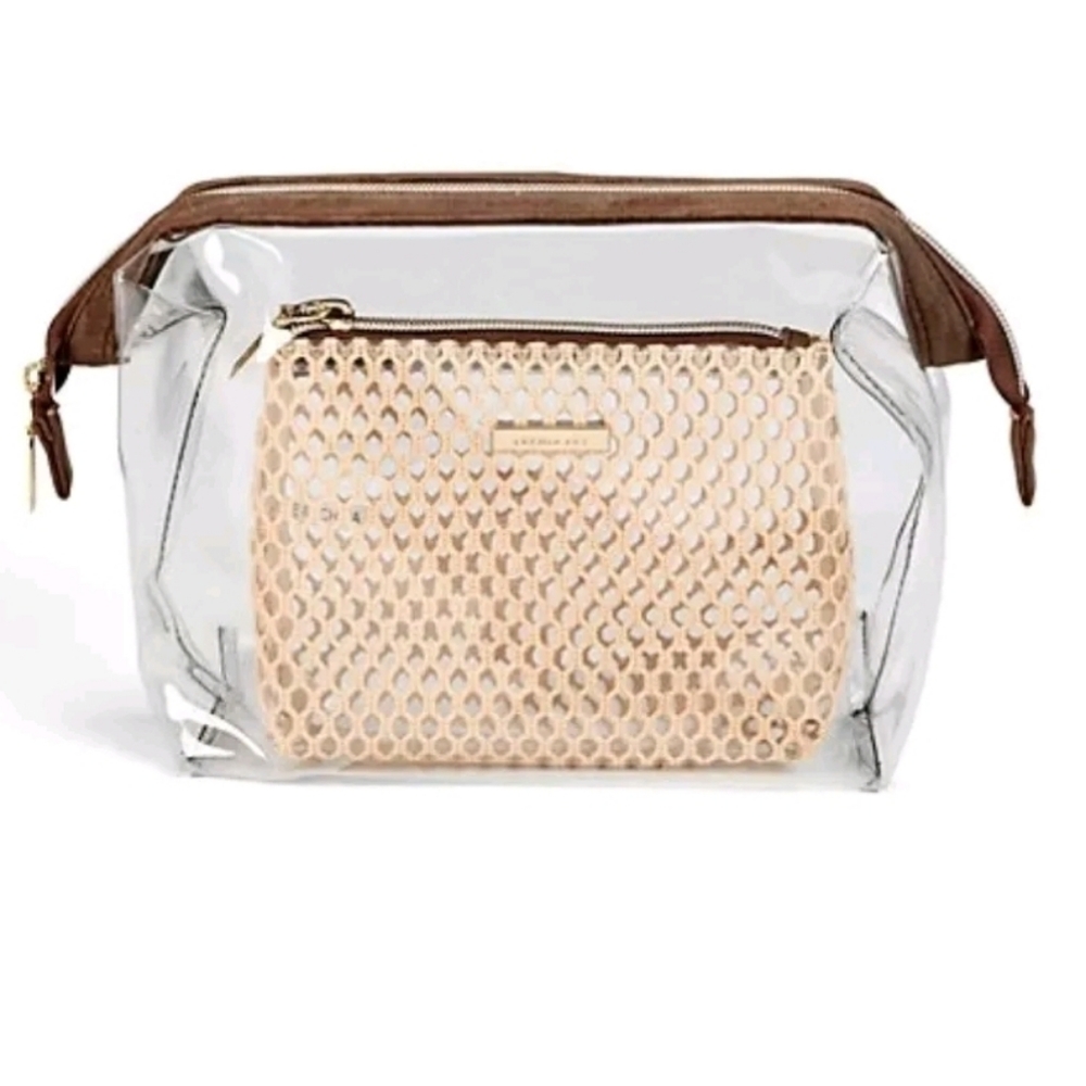 Sophia Joy 2-Piece Crochet Straw Clutch Makeup Bag Organizer